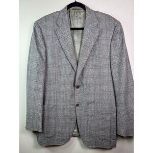 Canali Sport Coat Men Gray Wool Cashmere Blazer Windowpane Plaid IT 54 READ